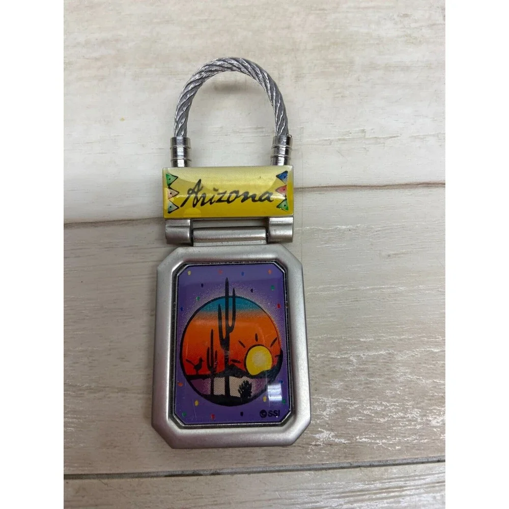 Vintage Arizona Sunset Keychain Travel Souvenir